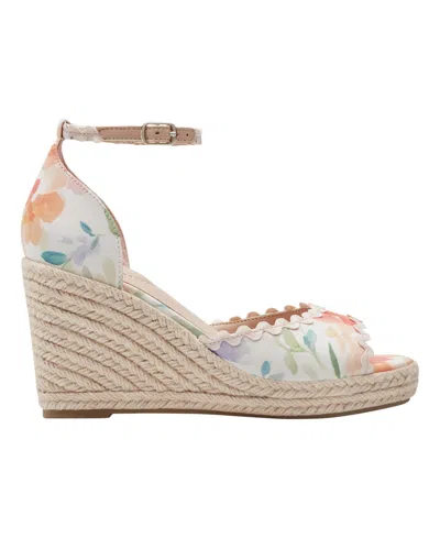 Bandolino Women's Kendri Espadrille Wedge Sandals In Peach,ivory Floral