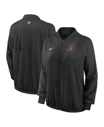 Nike Women's Black Arizona Diamondbacks Authentic Collection Team Raglan Performance Full-zip Jacket In Black