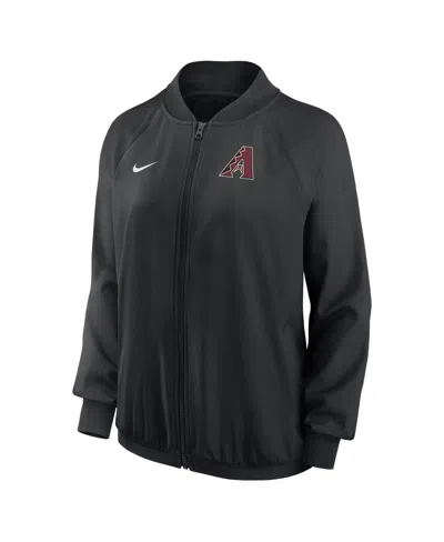 Nike Women's Black Arizona Diamondbacks Authentic Collection Team Raglan Performance Full-zip Jacket In Black