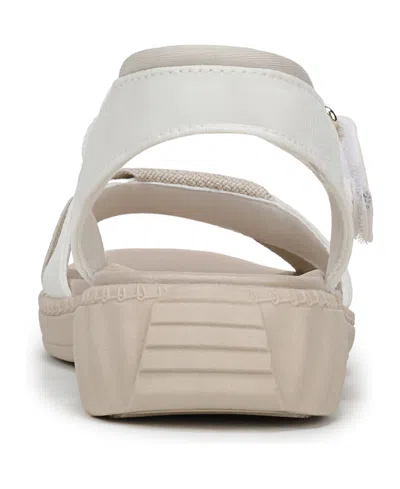 Bzees Lifestride Lane Sandal In White Stretch Denim Fabric