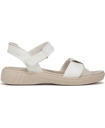 Bzees Lifestride Lane Sandal In White Stretch Denim Fabric
