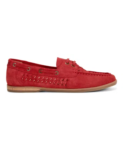 Earth Women's Wishing Woven Slip-on Boat Shoe In Red Suede