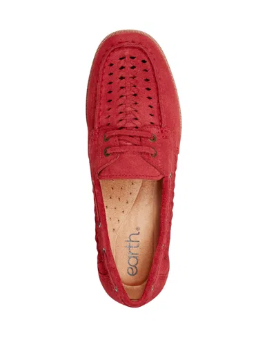 Earth Women's Wishing Woven Slip-on Boat Shoe In Red Suede