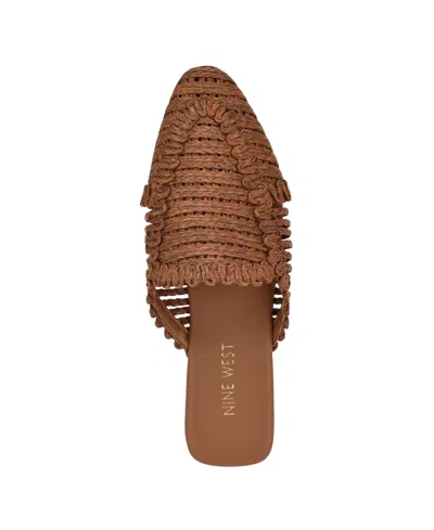 Nine West Women's Campton Woven Slip-on Mules In Dark Brown