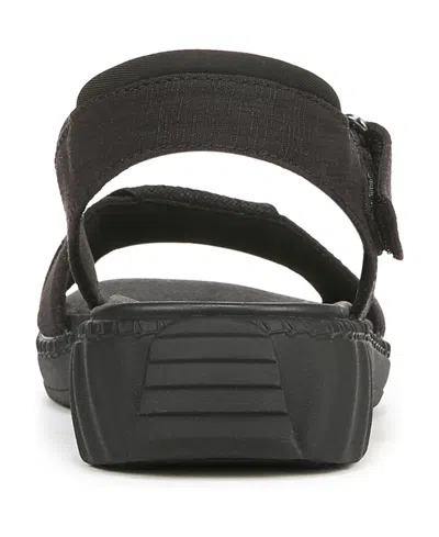 Bzees Women's Lane Washable Open Round Toe Strappy Sandals In Black Stretch Denim Fabric