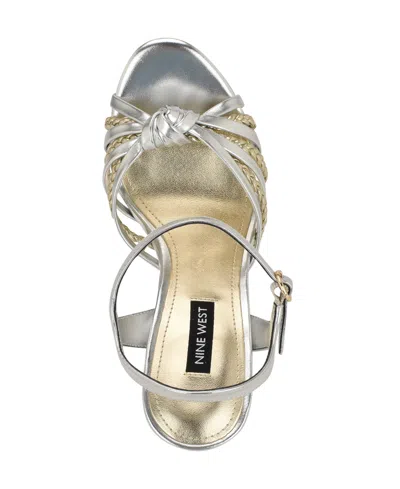 Nine West Women's Waser Strappy Platform Stiletto Sandals In Silver,gold