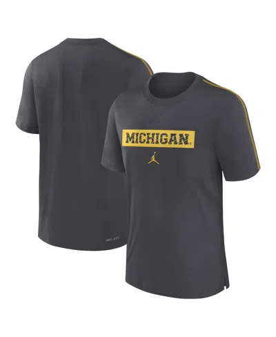 Jordan Men's Navy Michigan Wolverines 2024/25 Sideline Player Performance Tri-blend T-shirt In Gray