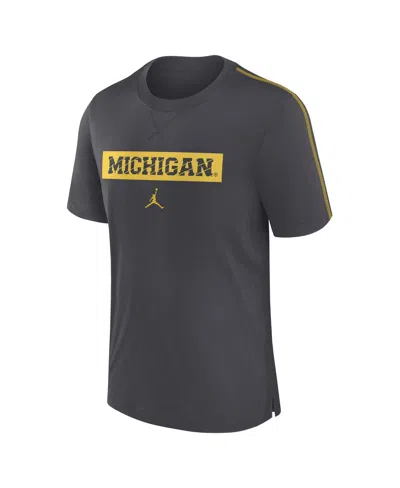 Jordan Men's Navy Michigan Wolverines 2024/25 Sideline Player Performance Tri-blend T-shirt In Gray