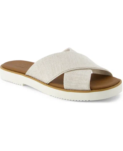 Toms Mae Crisscross Slide Sandal In Champagne Metallic Suede