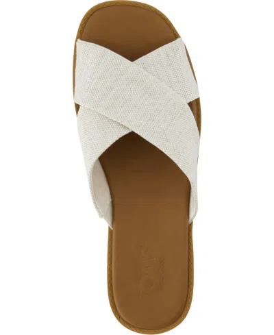 Toms Mae Crisscross Slide Sandal In Champagne Metallic Suede