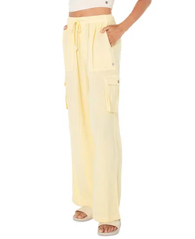 Roxy Juniors' Cotton Precious Cargo Beach Pants In Golden Haze Vintage