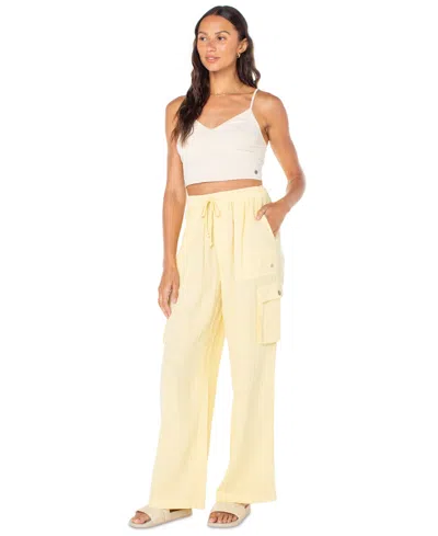 Roxy Juniors' Cotton Precious Cargo Beach Pants In Golden Haze Vintage