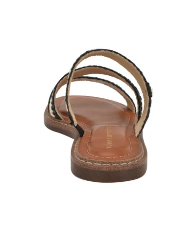 Tommy Hilfiger Women's Brelyn Raffia Slip-on Flat Sandals In Black,white