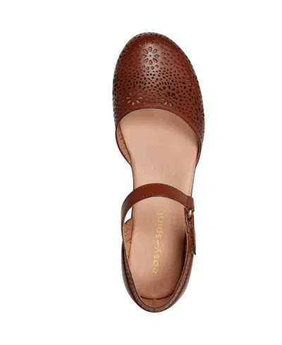 Easy Spirit Women's Denita Two-piece Mary Jane Flats In Brown Leather