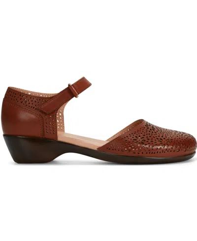Easy Spirit Women's Denita Two-piece Mary Jane Flats In Brown Leather