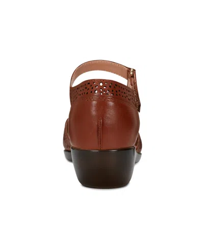 Easy Spirit Women's Denita Two-piece Mary Jane Flats In Brown Leather