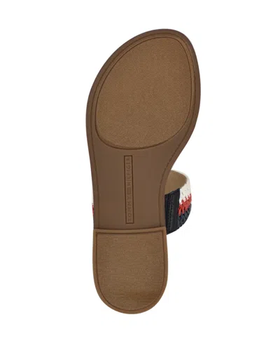 Tommy Hilfiger Women's Gojia Braided T-strap Slip-on Flat Sandals In Dark Blue,red