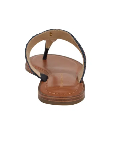 Tommy Hilfiger Women's Gojia Braided T-strap Slip-on Flat Sandals In Dark Blue,red