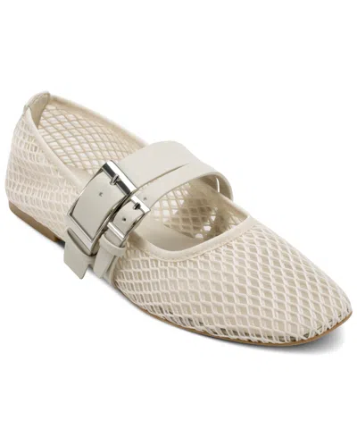 Dkny Dade Buckle Strap Mesh Ballet Flat In Khaki