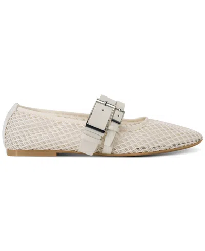Dkny Dade Buckle Strap Mesh Ballet Flat In Khaki