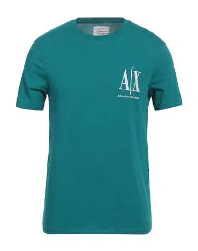 Armani Exchange Man T-shirt Emerald Green Size M Cotton In Green