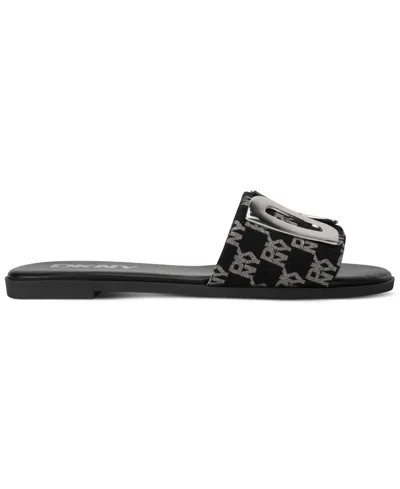 Dkny Women's Waltz Flat Sandal In Black,nickel