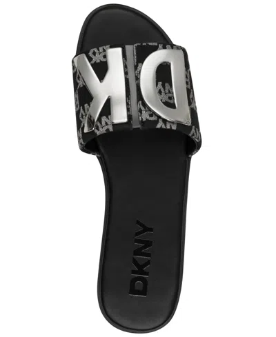 Dkny Women's Waltz Flat Sandal In Black,nickel