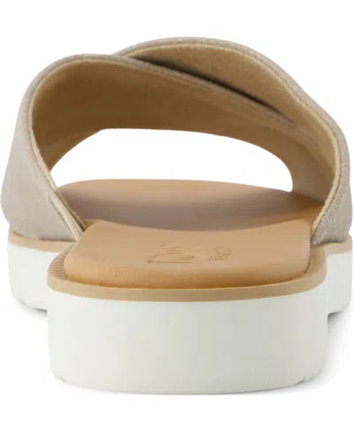 Toms Mae Crisscross Slide Sandal In Champagne Metallic Suede