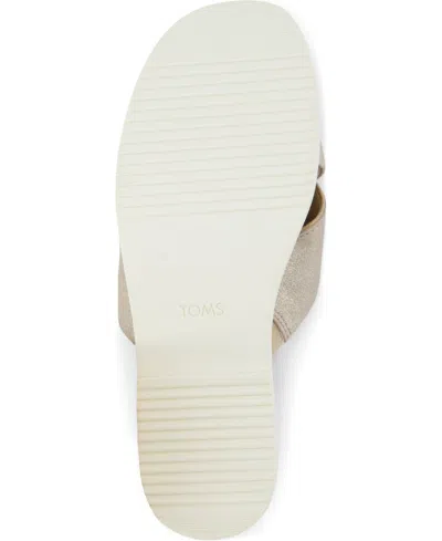 Toms Mae Crisscross Slide Sandal In Champagne Metallic Suede