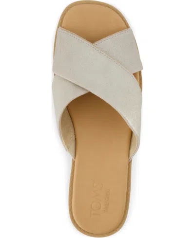 Toms Mae Crisscross Slide Sandal In Champagne Metallic Suede