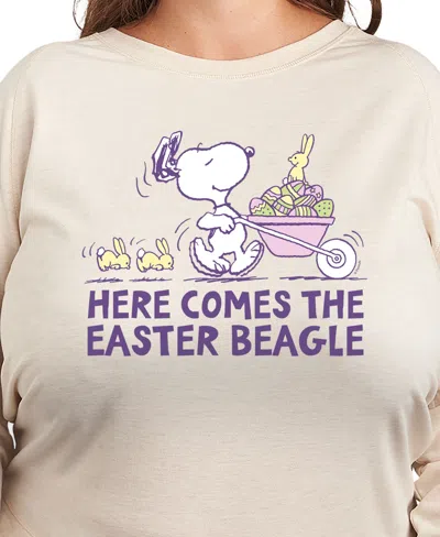 Hybrid Apparel Plus Size Peanuts Snoopy Easter Beagle Graphic Pullover T-shirt In Neutral