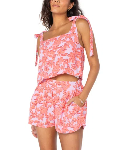 Roxy Juniors' Sunny Adelaide Tie-shoulder Crop Top In Orchid Bouquet