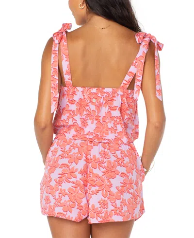 Roxy Juniors' Sunny Adelaide Tie-shoulder Crop Top In Orchid Bouquet