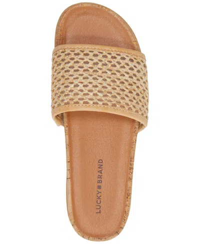 Lucky Brand Women's Dylina Cork Platform Slide Sandals In Natural Raffia