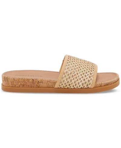 Lucky Brand Women's Dylina Cork Platform Slide Sandals In Natural Raffia