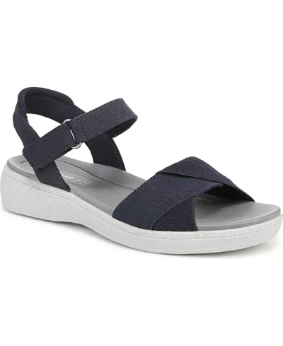 Bzees Lifestride Lane Sandal In Navy Blazer Stretch Denim Fabric
