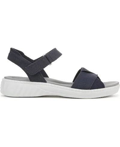Bzees Lifestride Lane Sandal In Navy Blazer Stretch Denim Fabric
