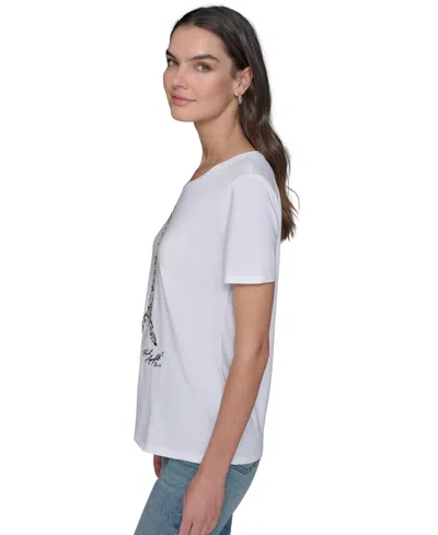 Karl Lagerfeld Women's Graphic Crewneck T-shirt In White