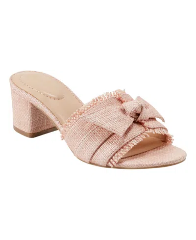 Bandolino Women's Arden Raffia Knotted Bow Block Heel Sandals In Light Pink
