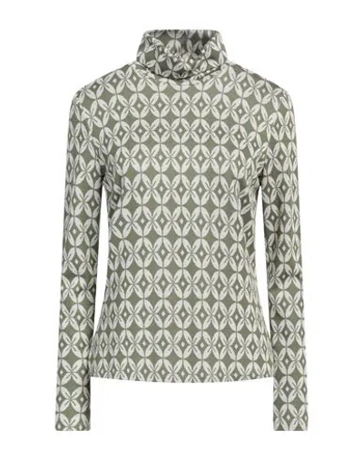 Camicettasnob Woman Turtleneck Green Size 10 Viscose, Polyester, Elastane In Green