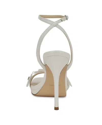 Nine West Women's Lovely Flowers Stiletto Sandals In White Patent