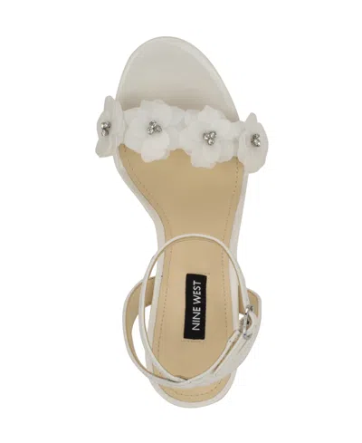 Nine West Women's Lovely Flowers Stiletto Sandals In White Patent