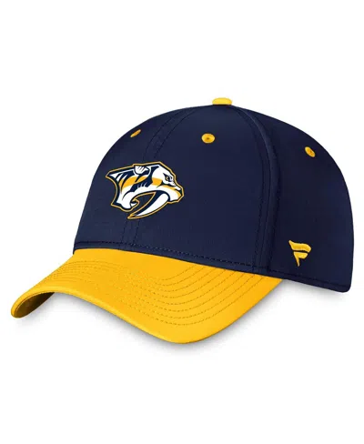 Fanatics Men's Navy/gold Nashville Predators Authentic Pro Rink Two-tone Flex Hat In Navy,gold