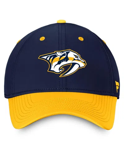 Fanatics Men's Navy/gold Nashville Predators Authentic Pro Rink Two-tone Flex Hat In Navy,gold