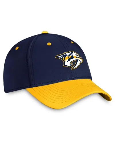 Fanatics Men's Navy/gold Nashville Predators Authentic Pro Rink Two-tone Flex Hat In Navy,gold