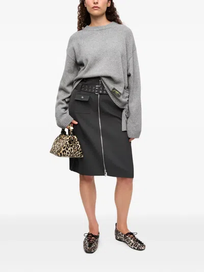 Ganni Drawstring Sweater In Grey