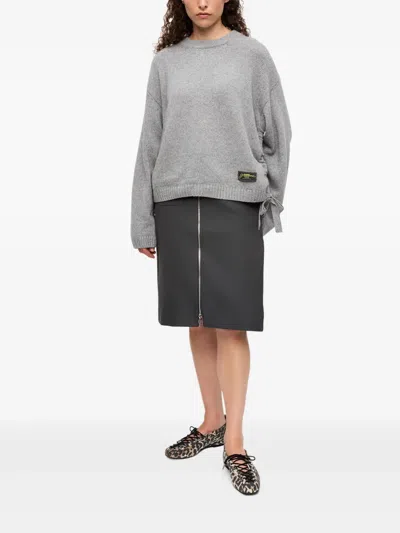 Ganni Drawstring Sweater In Grey