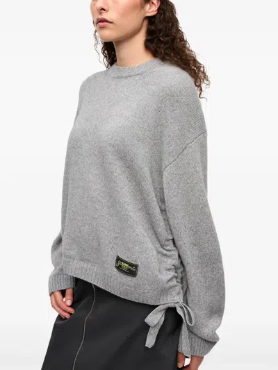 Ganni Drawstring Sweater In Grey