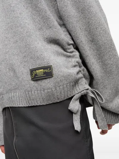 Ganni Drawstring Sweater In Grey