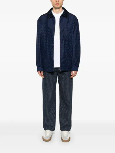 Givenchy Monogram 72 Jacquard Overshirt In Blue